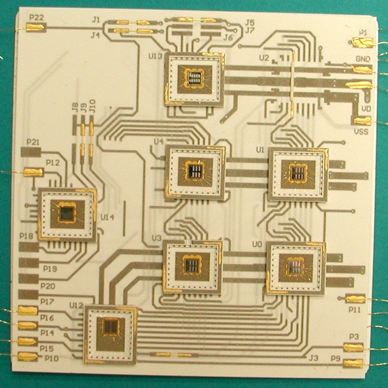 NASA silicon carbide chip board with multiple packaged chips