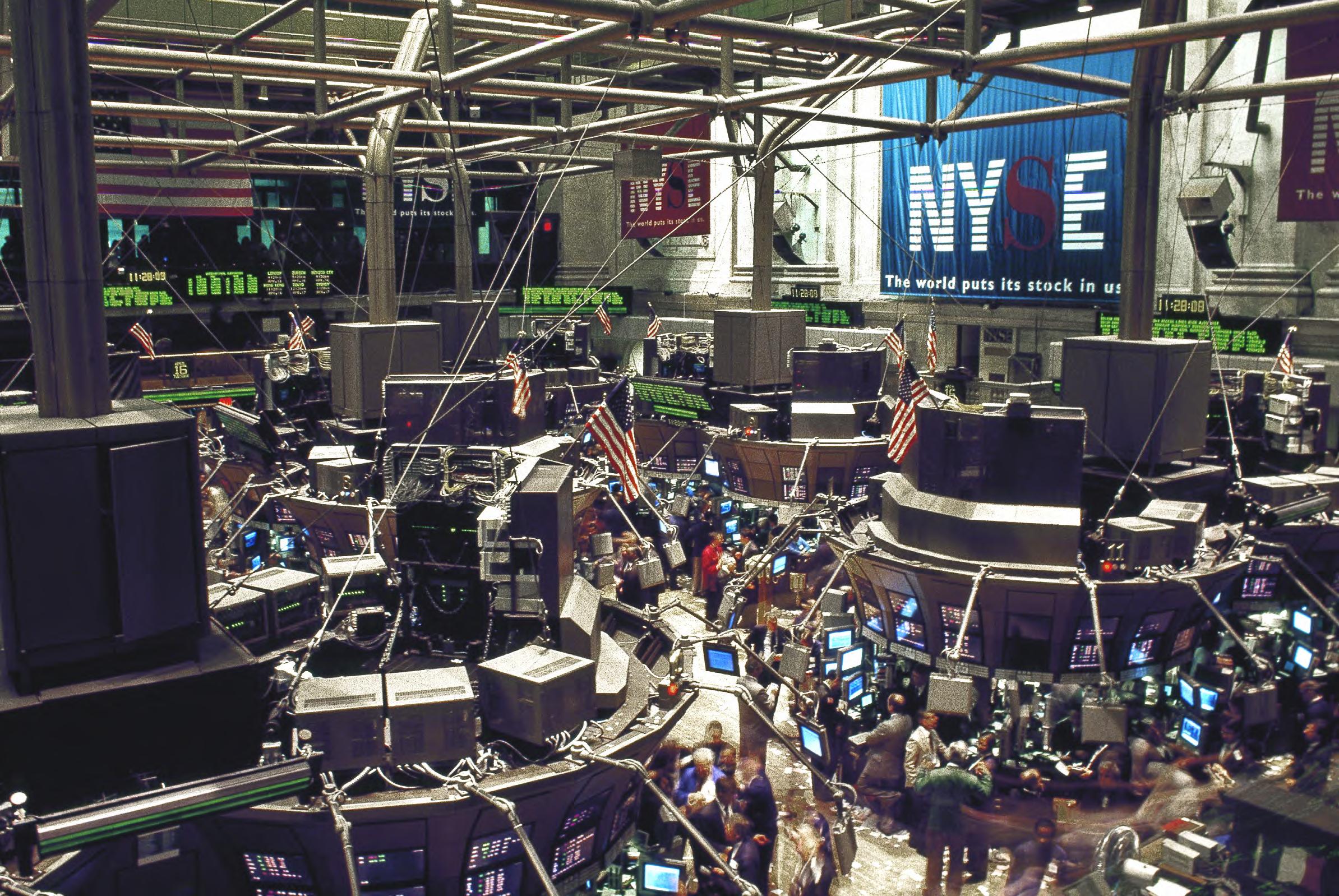 Historische Aufnahme des Handelssaals der New York Stock Exchange